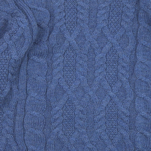 Marks and Spencer Mens Blue Round Neck Wool Pullover Jumper Size M Long Sleeve