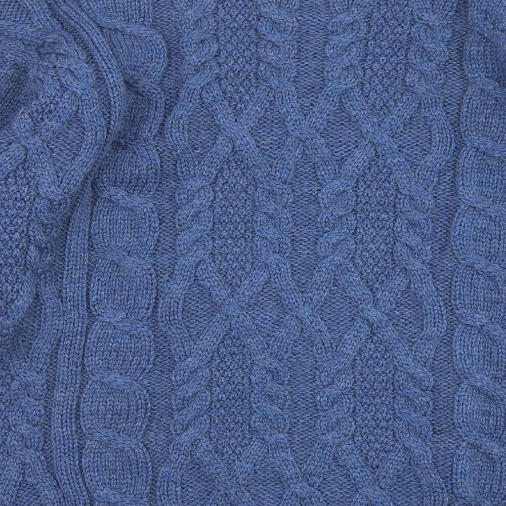 Marks and Spencer Mens Blue Round Neck Wool Pullover Jumper Size M Long Sleeve