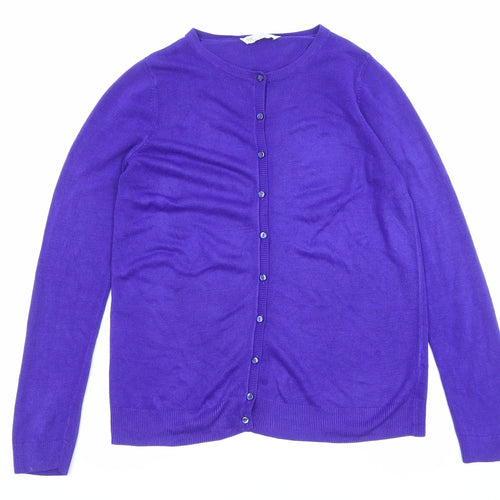 BHS Womens Blue Round Neck Acrylic Cardigan Jumper Size 10