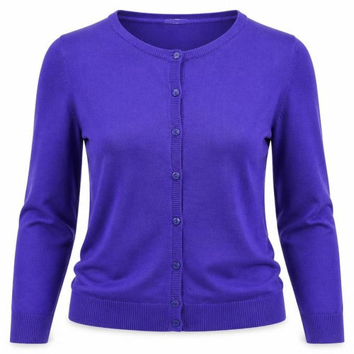 BHS Womens Blue Round Neck Acrylic Cardigan Jumper Size 10