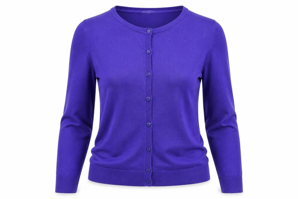 BHS Womens Blue Round Neck Acrylic Cardigan Jumper Size 10