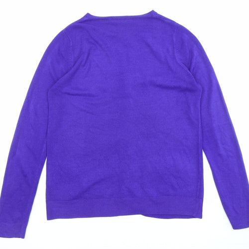 BHS Womens Blue Round Neck Acrylic Cardigan Jumper Size 10