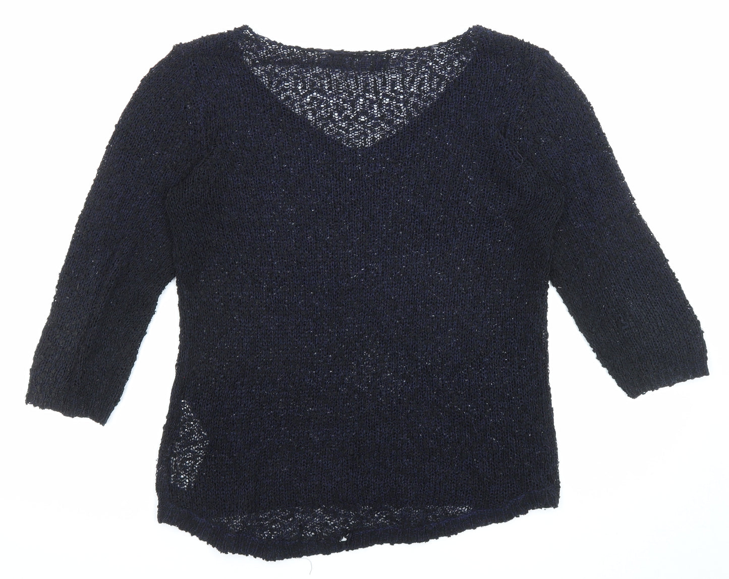 Only Womens Black V-Neck Acrylic Pullover Jumper Size S