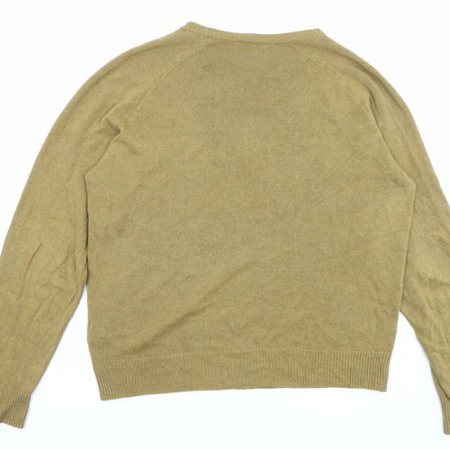 Uniqlo Womens Green Round Neck Linen Pullover Jumper Size M