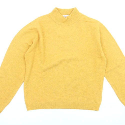 Hardy Amies Womens Yellow High Neck Acrylic Pullover Jumper Size 8