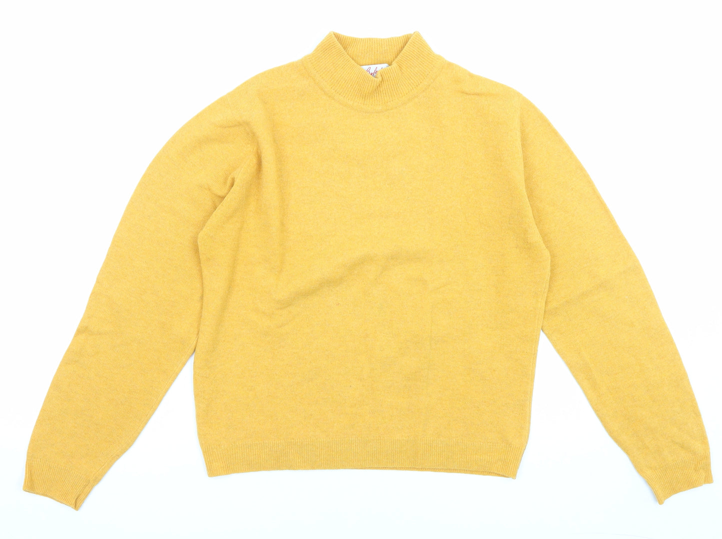 Hardy Amies Womens Yellow High Neck Acrylic Pullover Jumper Size 8