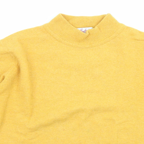 Hardy Amies Womens Yellow High Neck Acrylic Pullover Jumper Size 8