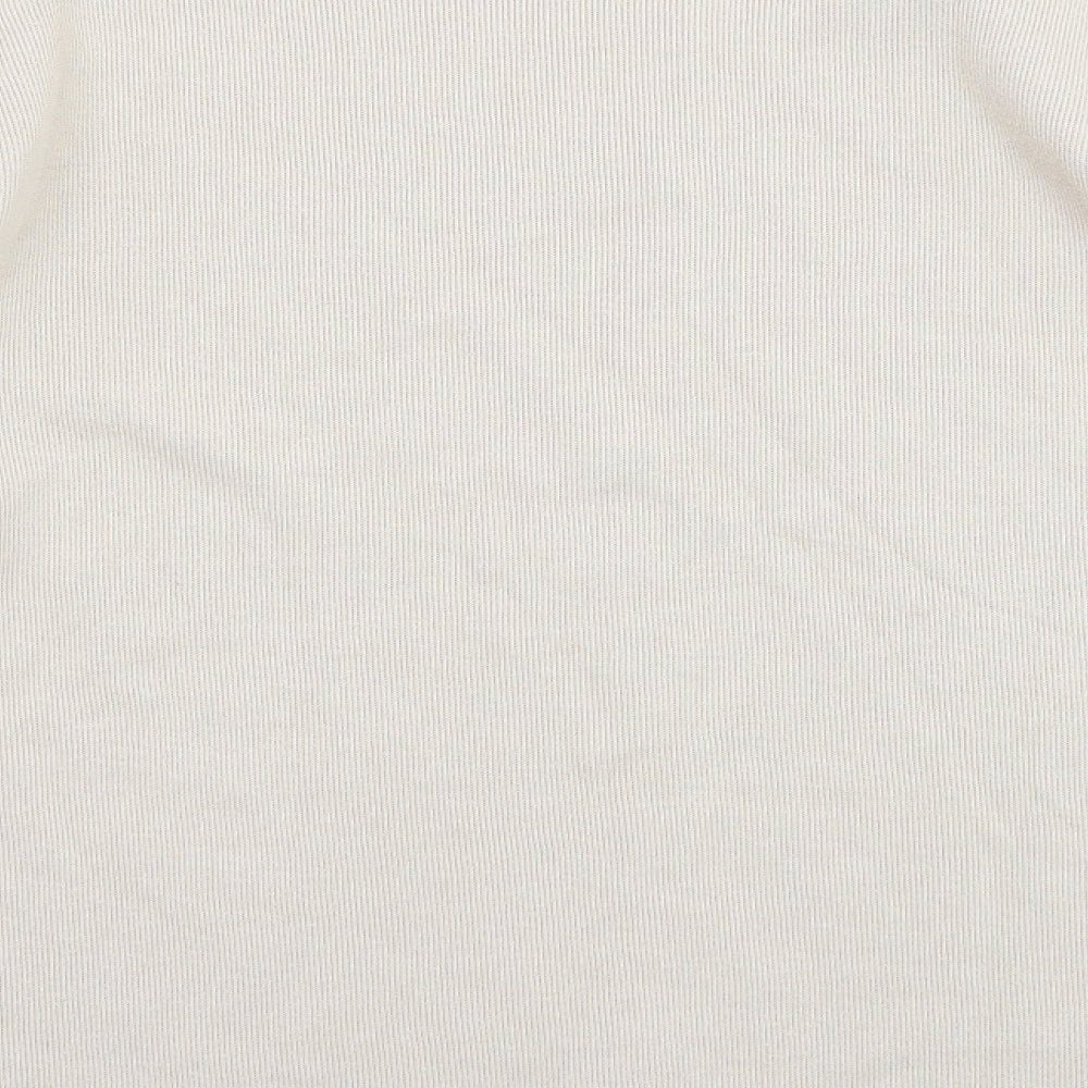 Zara Womens Beige High Neck Cotton Pullover Jumper Size L