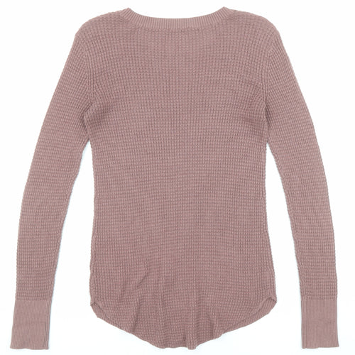 Kismet Womens Purple Round Neck Cotton Pullover Jumper Size XS