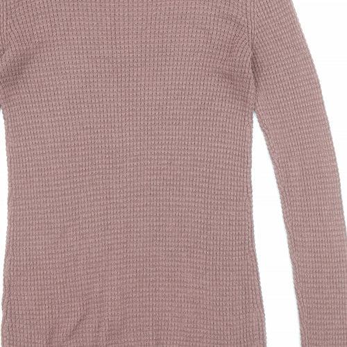 Kismet Womens Purple Round Neck Cotton Pullover Jumper Size XS