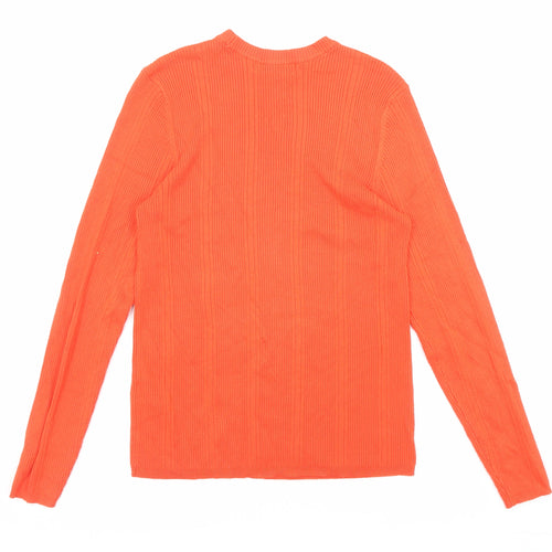 Marks and Spencer Womens Orange Round Neck Viscose Pullover Jumper Size 12