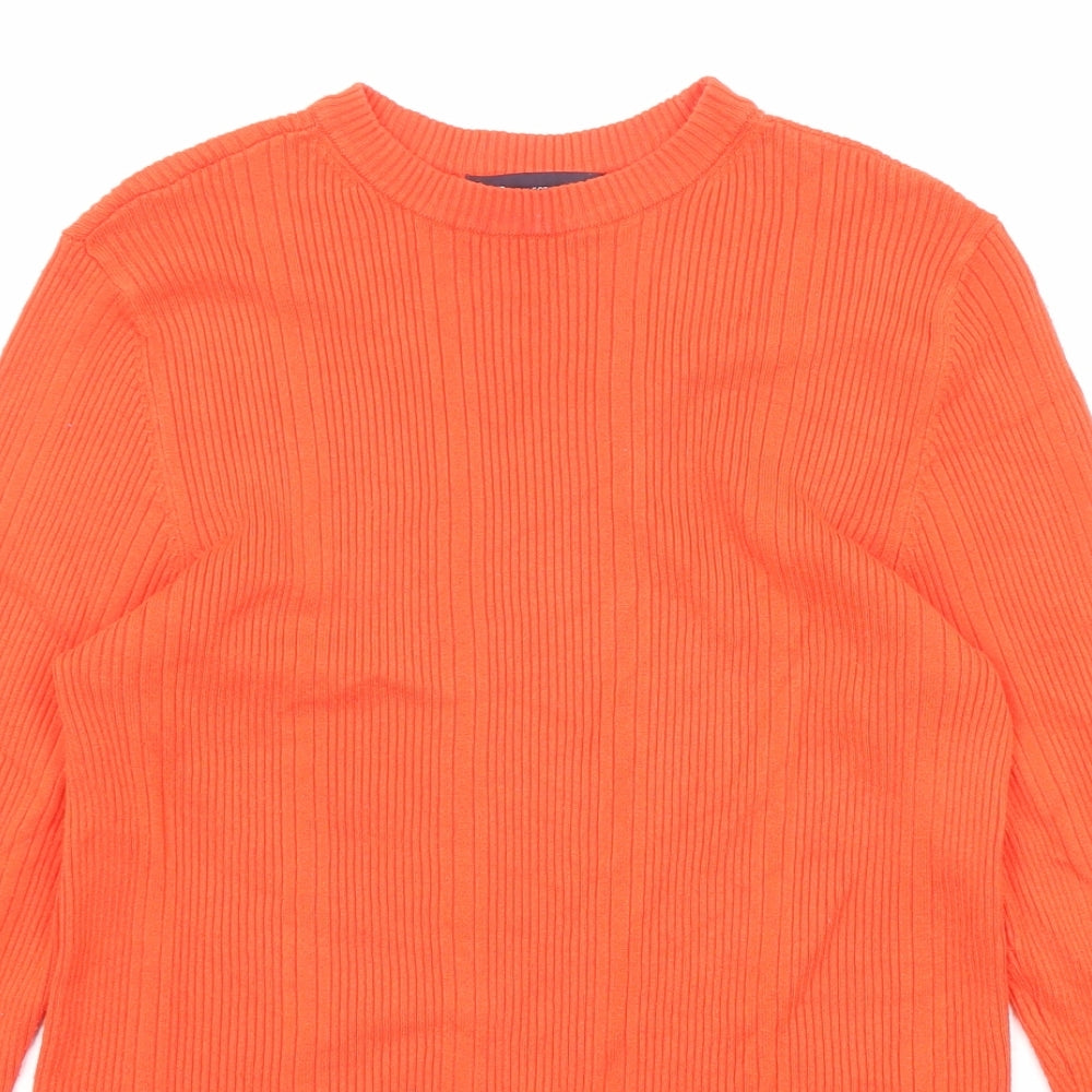Marks and Spencer Womens Orange Round Neck Viscose Pullover Jumper Size 12