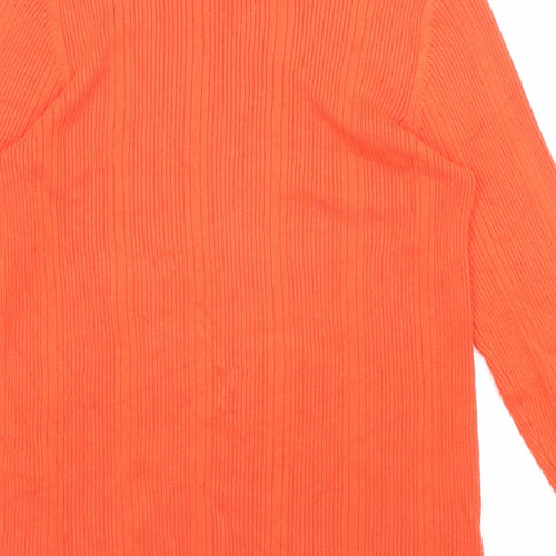 Marks and Spencer Womens Orange Round Neck Viscose Pullover Jumper Size 12