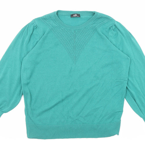 Wallis Womens Green Round Neck Viscose Pullover Jumper Size L
