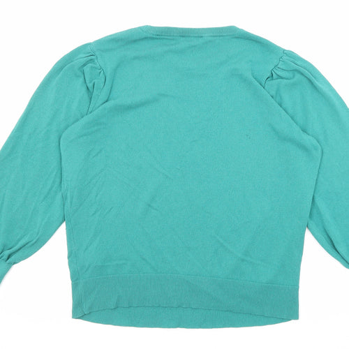 Wallis Womens Green Round Neck Viscose Pullover Jumper Size L