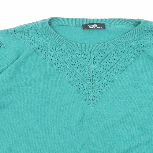 Wallis Womens Green Round Neck Viscose Pullover Jumper Size L
