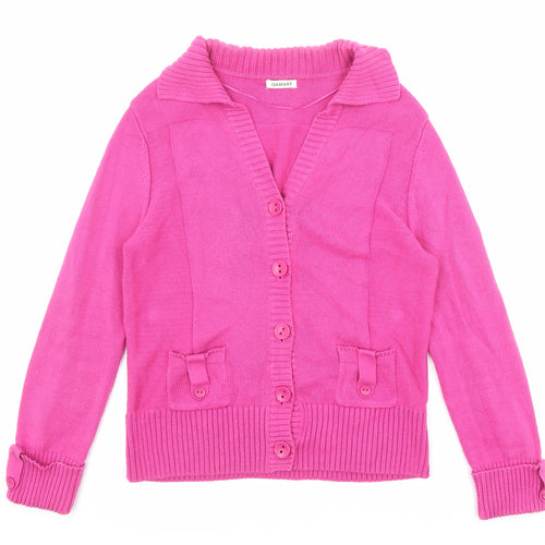 Damart Womens Pink Collared Cotton Cardigan Jumper Size 10 - Size 10-12