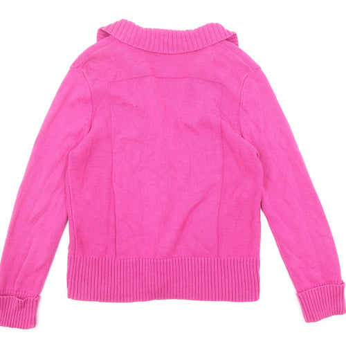 Damart Womens Pink Collared Cotton Cardigan Jumper Size 10 - Size 10-12