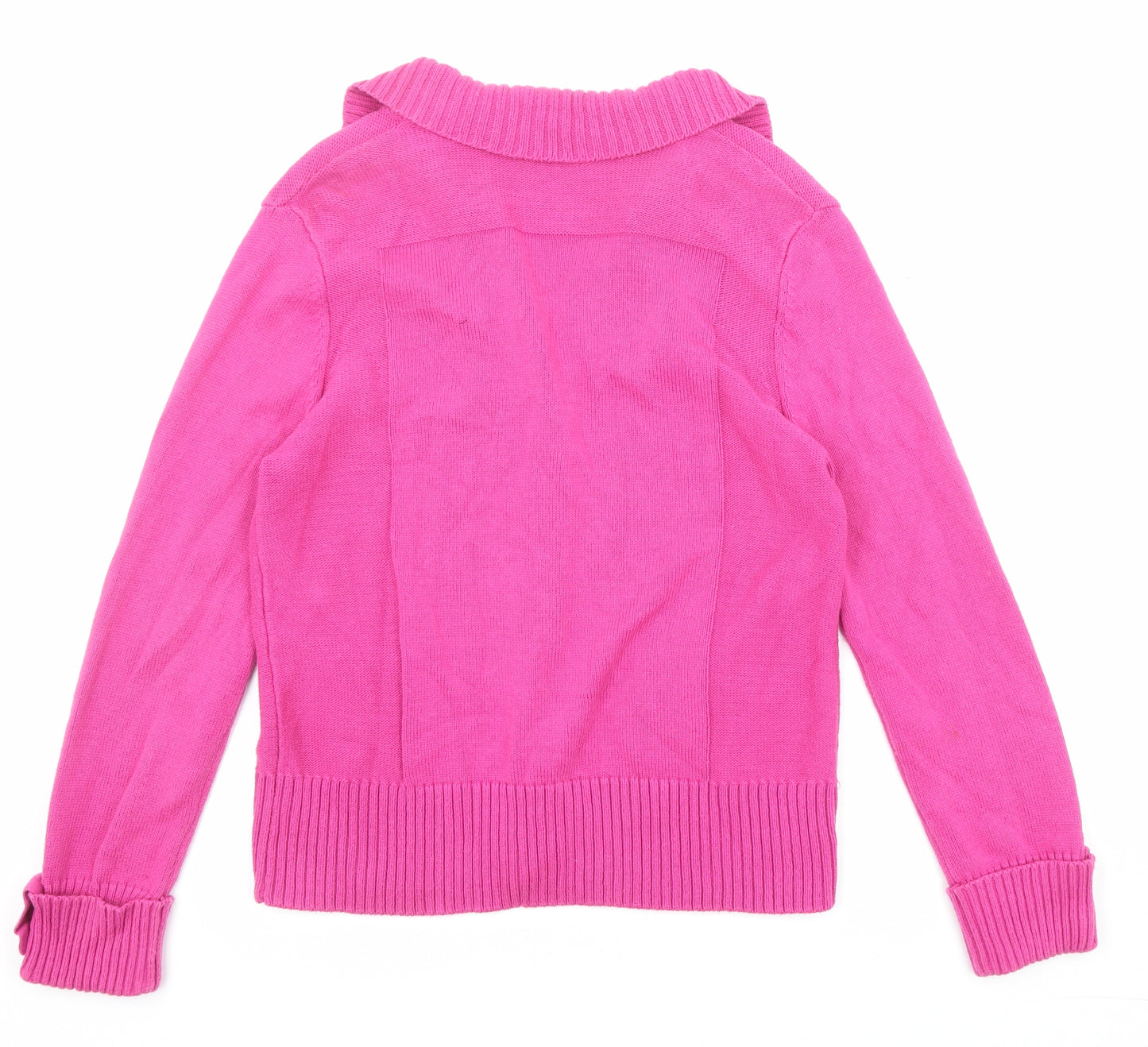 Damart Womens Pink Collared Cotton Cardigan Jumper Size 10 - Size 10-12