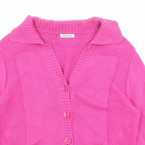 Damart Womens Pink Collared Cotton Cardigan Jumper Size 10 - Size 10-12