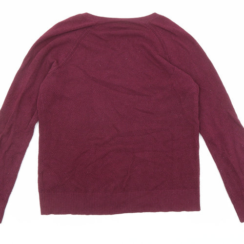 Gap Womens Purple V-Neck Cotton Pullover Jumper Size M