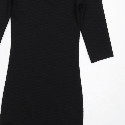 Miss Selfridge Womens Black Polyester Bodycon Size 8 Off the Shoulder Pullover