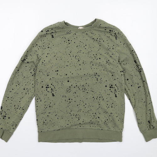 H&M Girls Green Geometric Cotton Pullover Sweatshirt Size 12-13 Years Pullover