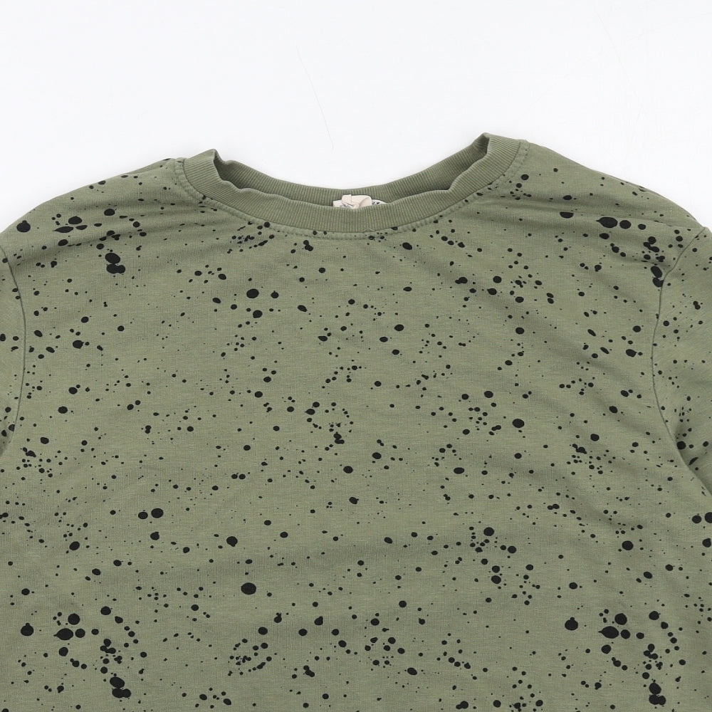 H&M Girls Green Geometric Cotton Pullover Sweatshirt Size 12-13 Years Pullover