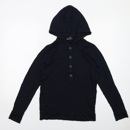 H&M Womens Blue Lyocell Pullover Hoodie Size S Snap