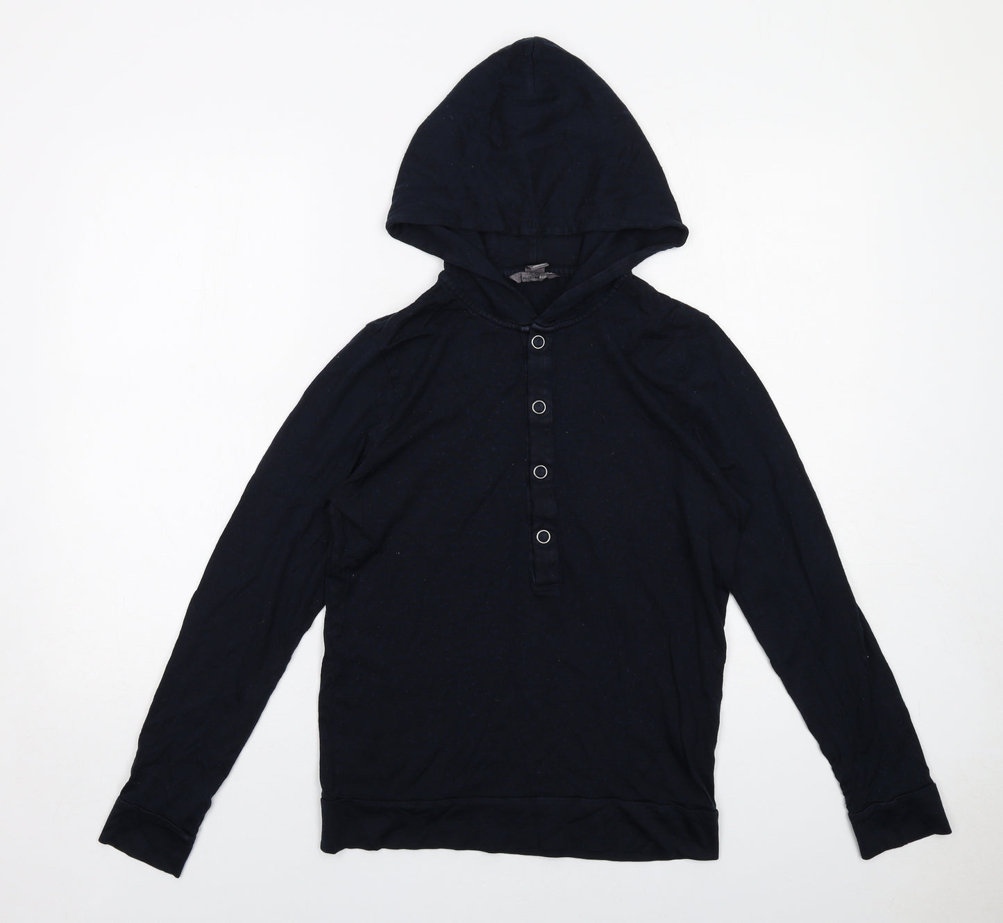 H&M Womens Blue Lyocell Pullover Hoodie Size S Snap
