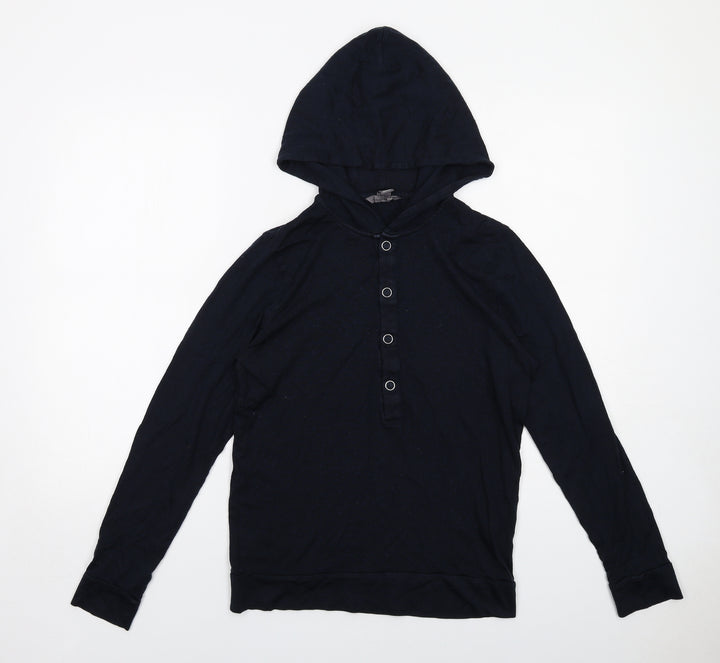 H&M Womens Blue Lyocell Pullover Hoodie Size S Snap