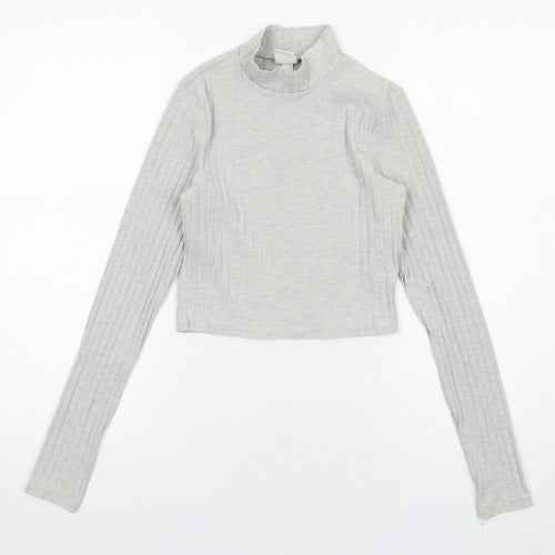 H&M Womens Grey High Neck Polyester Pullover Jumper Size XS
