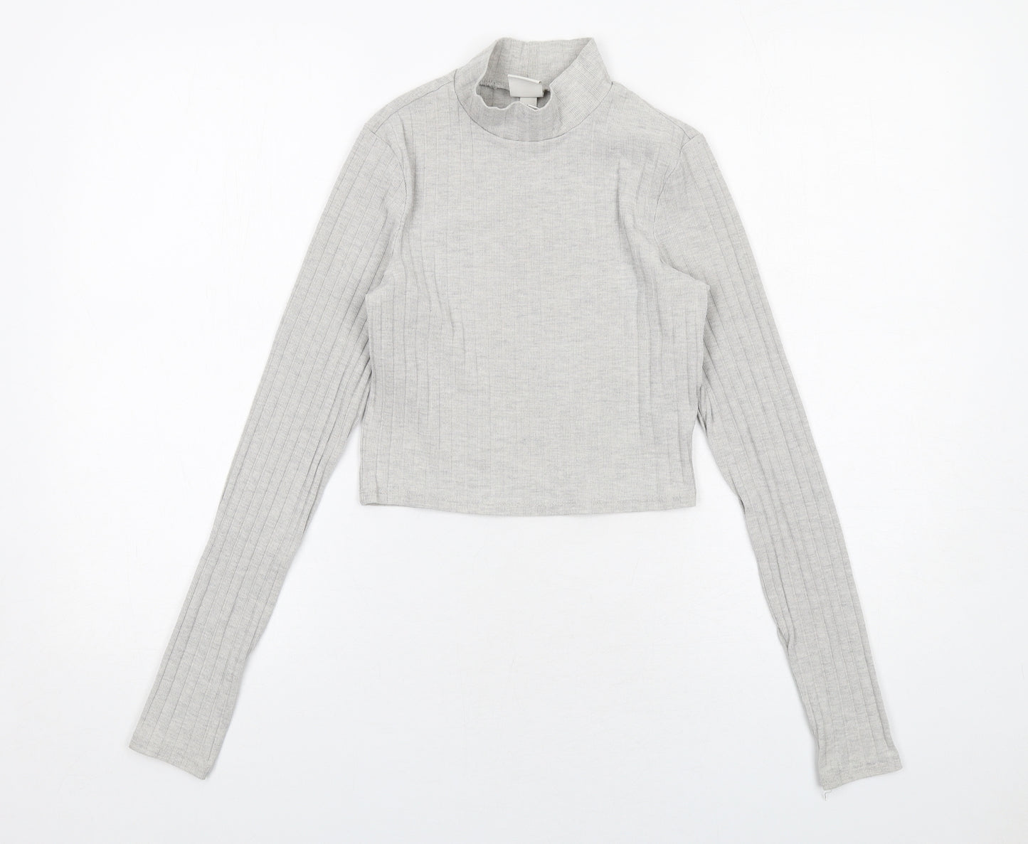 H&M Womens Grey High Neck Polyester Pullover Jumper Size XS