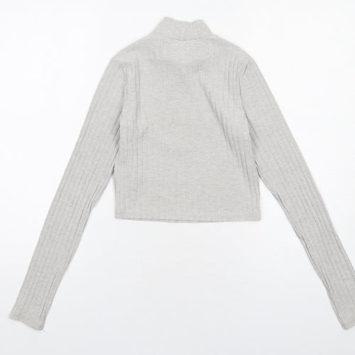 H&M Womens Grey High Neck Polyester Pullover Jumper Size XS