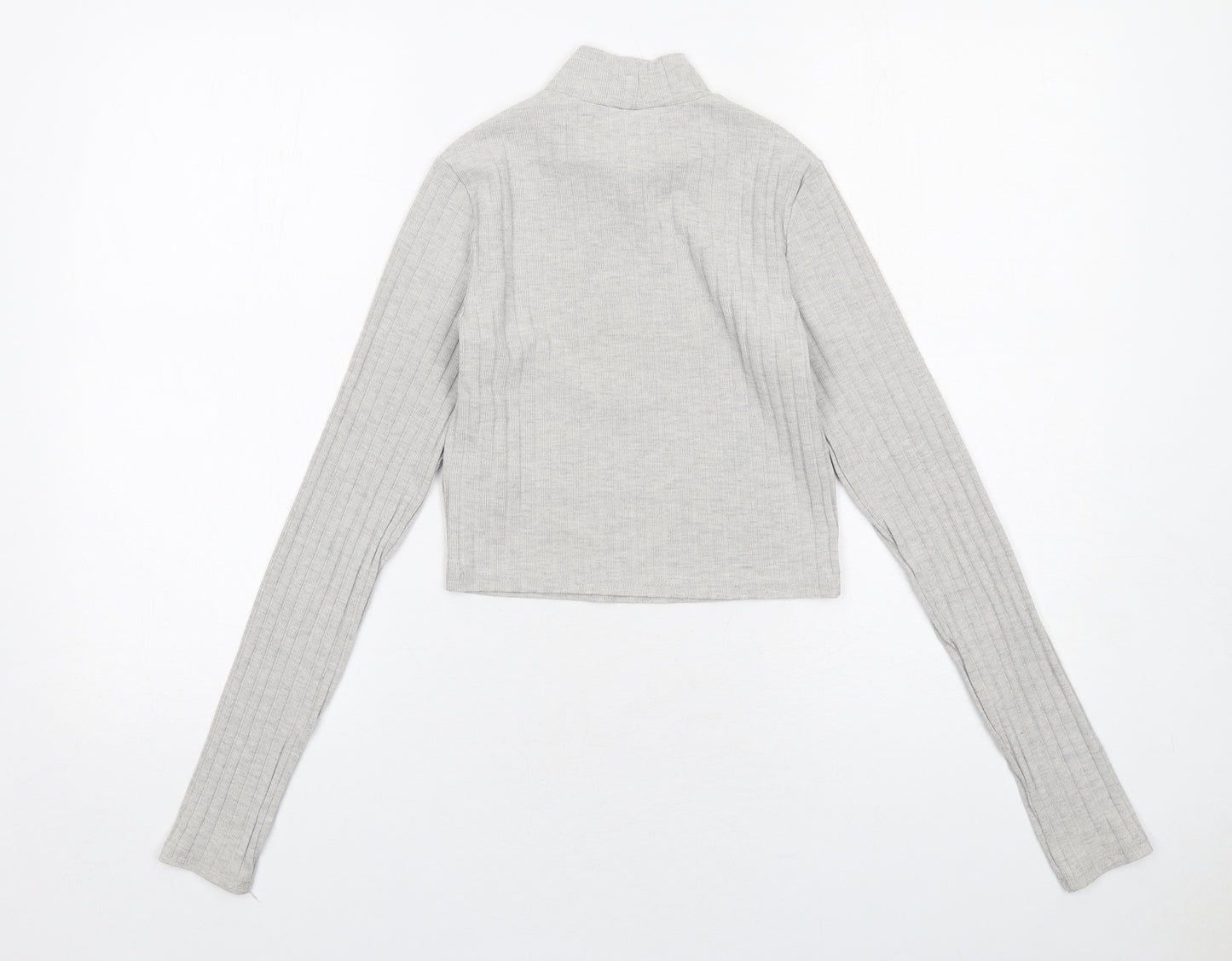 H&M Womens Grey High Neck Polyester Pullover Jumper Size XS