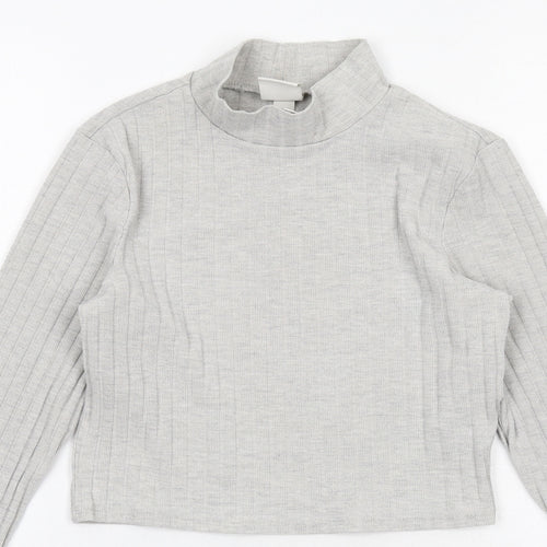 H&M Womens Grey High Neck Polyester Pullover Jumper Size XS