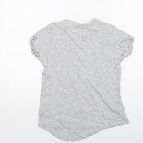 SoulCal&Co Girls Grey Cotton Basic T-Shirt Size 13 Years Round Neck Pullover - Rainbow Follow Your Dreams