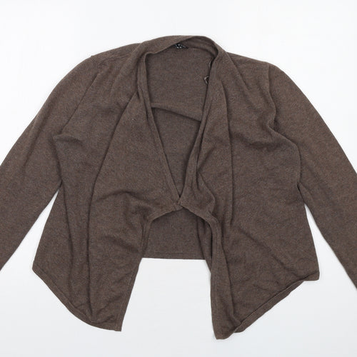 Marble Womens Brown V-Neck Cotton Cardigan Jumper Size S