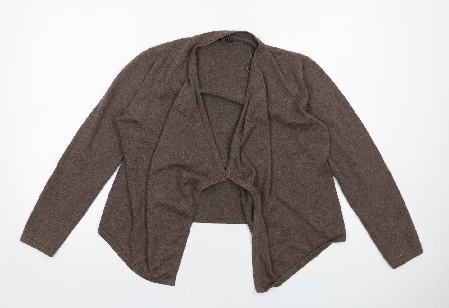 Marble Womens Brown V-Neck Cotton Cardigan Jumper Size S