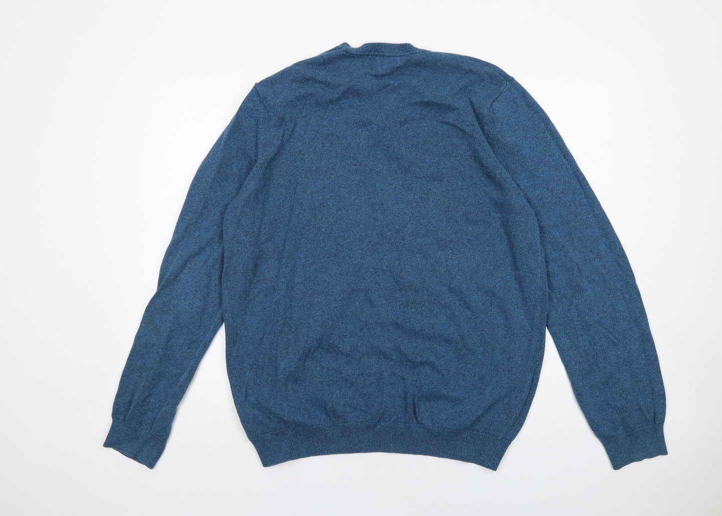 Marks and Spencer Mens Blue V-Neck Cotton Pullover Jumper Size XS Long Sleeve