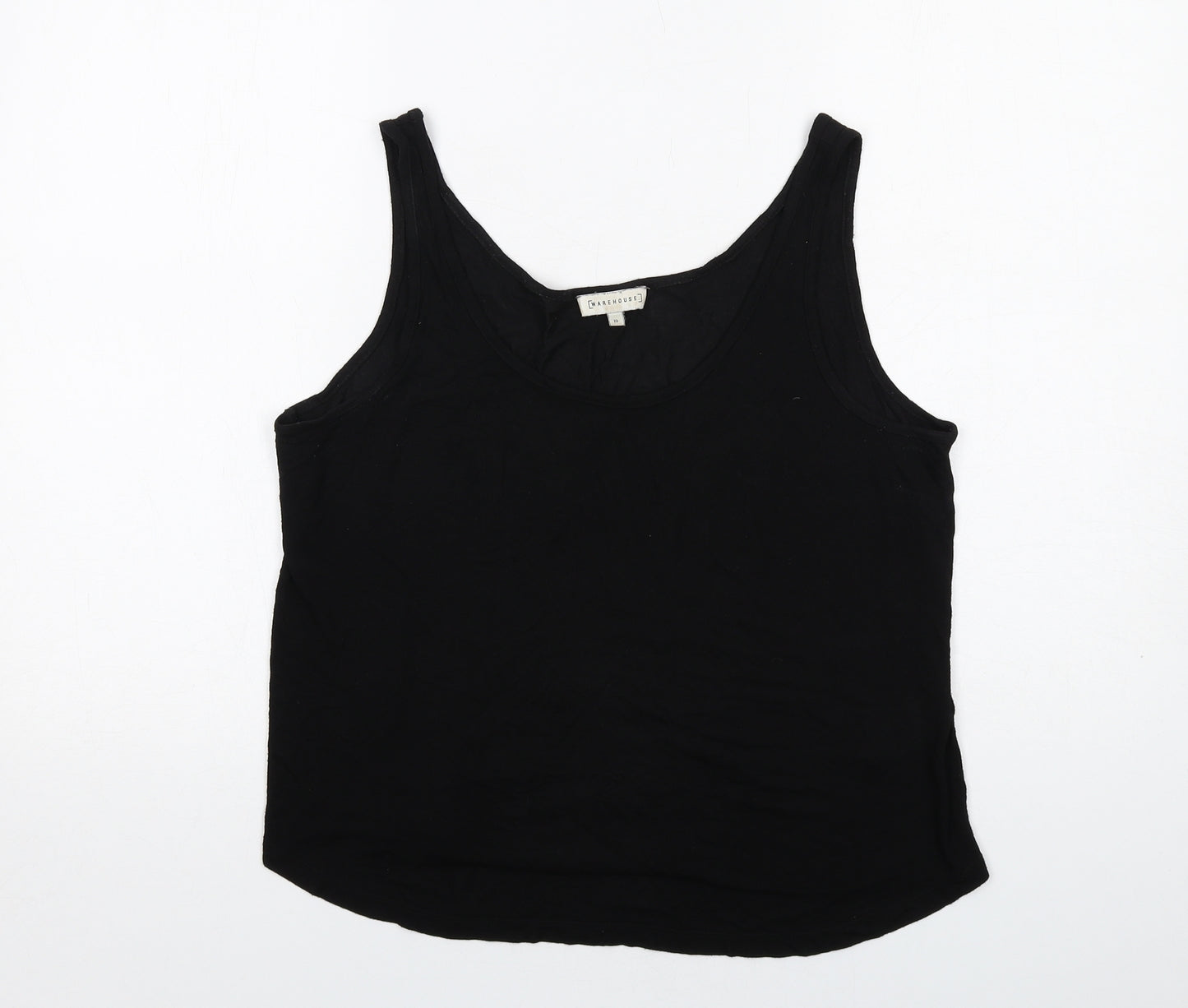 Warehouse Womens Black Viscose Basic Tank Size 10 V-Neck