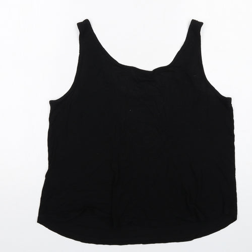 Warehouse Womens Black Viscose Basic Tank Size 10 V-Neck