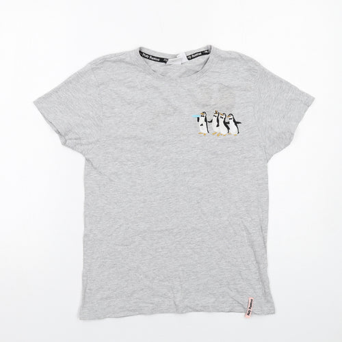 Disney Womens Grey Cotton Basic T-Shirt Size XS Round Neck - Mary Poppins Penguins