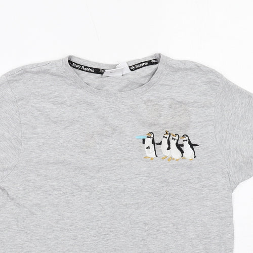 Disney Womens Grey Cotton Basic T-Shirt Size XS Round Neck - Mary Poppins Penguins