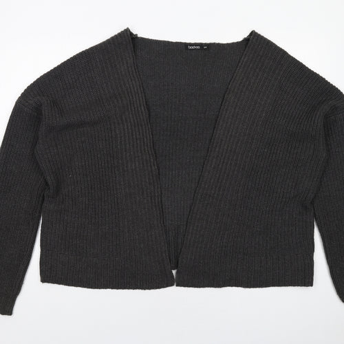 Boohoo Womens Grey V-Neck Acrylic Cardigan Jumper Size S
