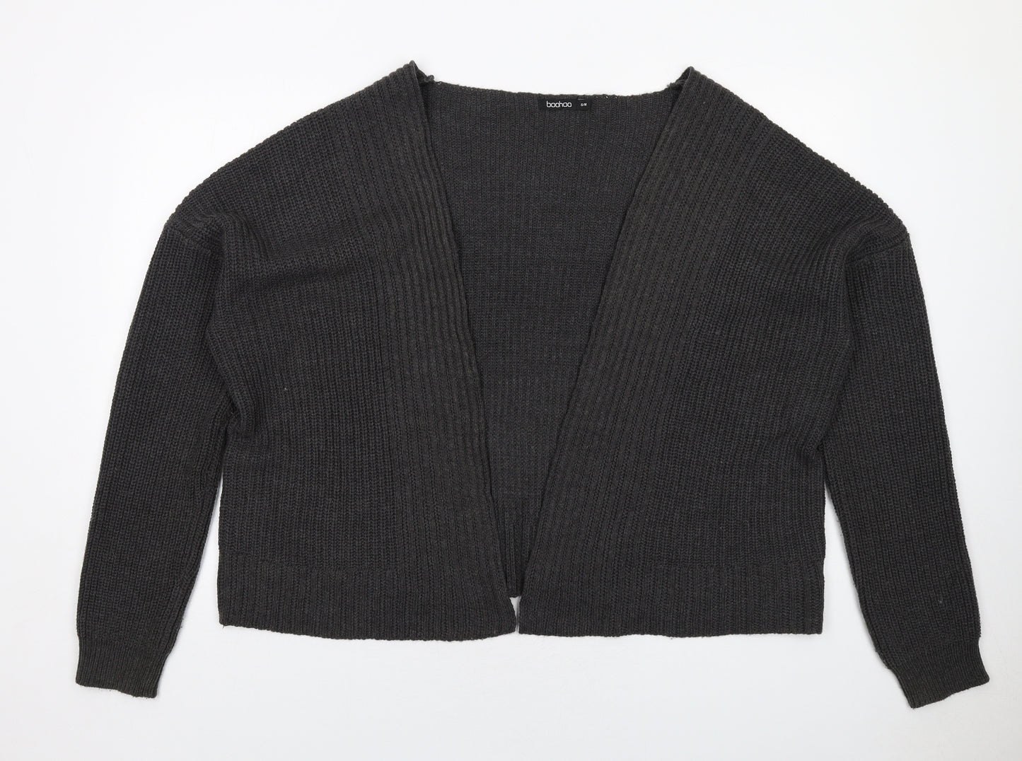 Boohoo Womens Grey V-Neck Acrylic Cardigan Jumper Size S