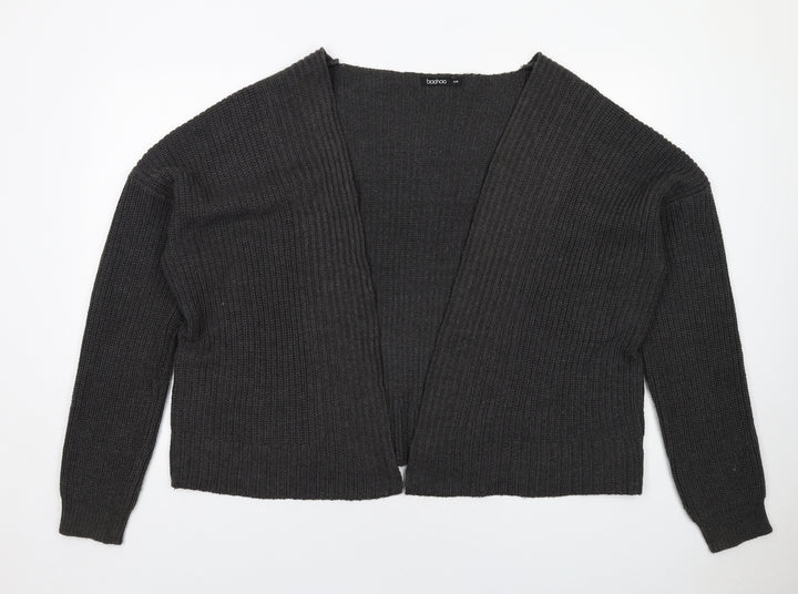 Boohoo Womens Grey V-Neck Acrylic Cardigan Jumper Size S