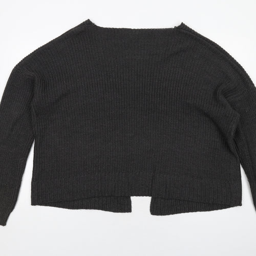 Boohoo Womens Grey V-Neck Acrylic Cardigan Jumper Size S