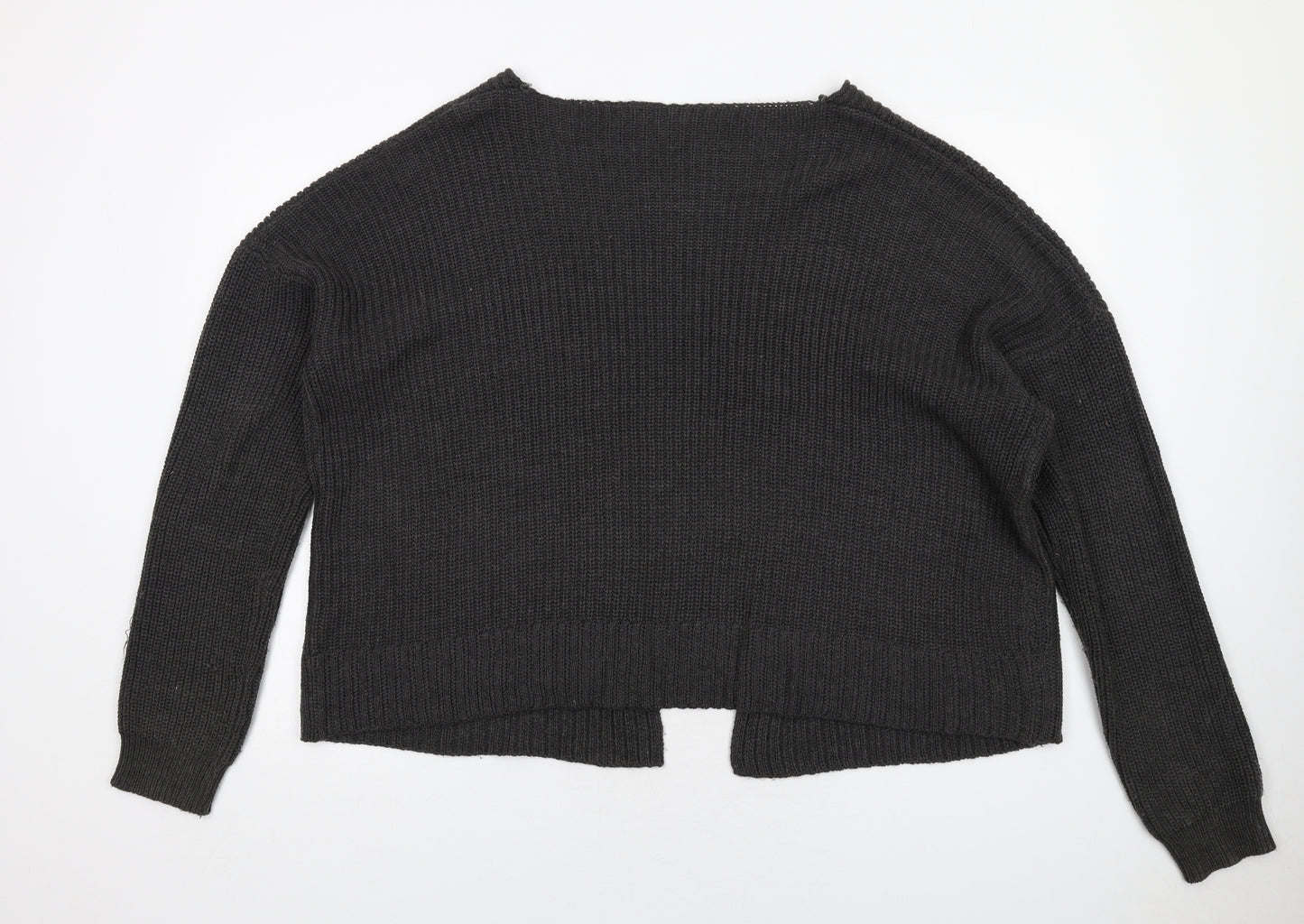 Boohoo Womens Grey V-Neck Acrylic Cardigan Jumper Size S