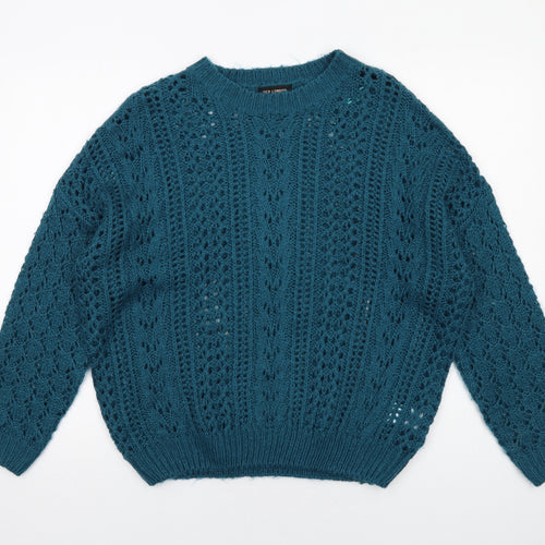 QED London Womens Blue Round Neck Acrylic Pullover Jumper Size M